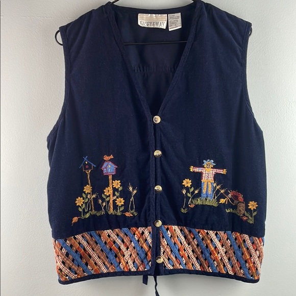Casey and Max Navy Embroidered Vest Size L - Picture 1 of 9